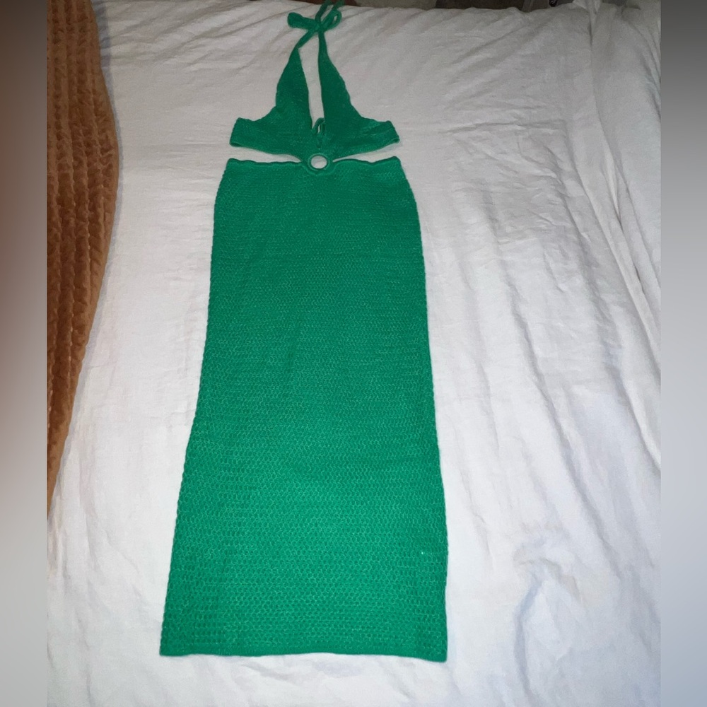 Green Halter Neck Dress/Cover up